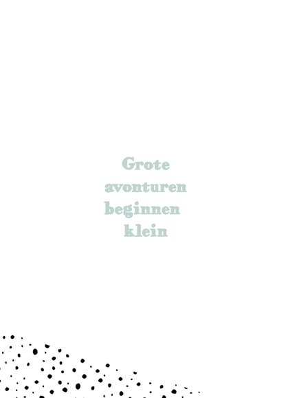 Grafisch geboortekaartje met stippen en een schuine lijn 2
