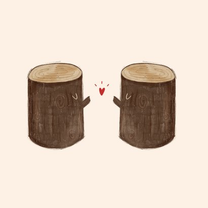 Grappig felicitatiekaartje met twee bomen - houten huwelijk 2