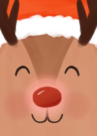 Grappig kerstkaartje illustratie rendier closeup 2