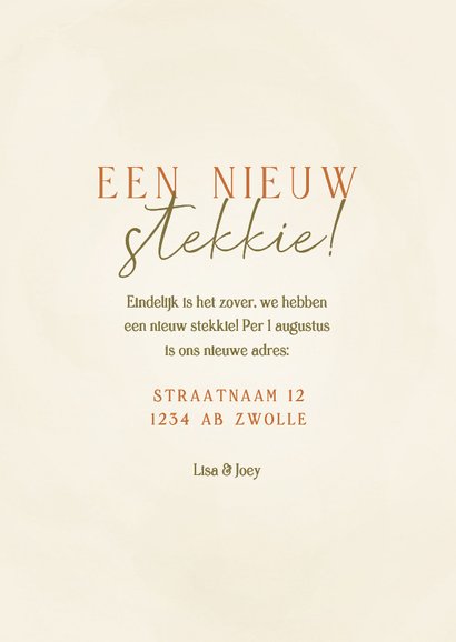 Grappig verhuiskaartje nieuw stekkie met plant 3