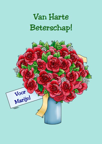 Grappige beterschapskaart met 2 kikkers en rozen 3