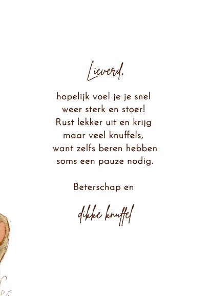 Grappige beterschapskaart met beer voor kind 3