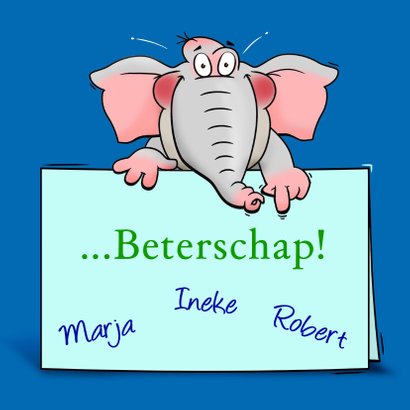Grappige beterschapskaart olifant met brief 3