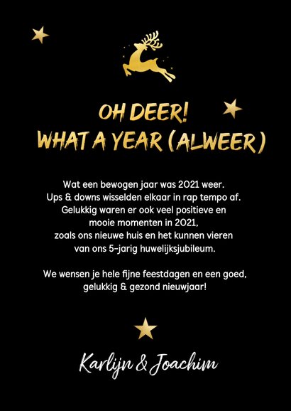 Grappige Corona kerstkaart oh deer what a year alweer 3