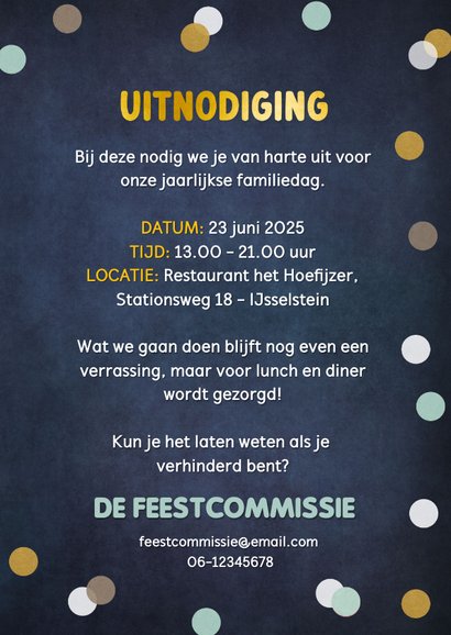 Grappige en vrolijke uitnodiging familiedag of familie feest 3