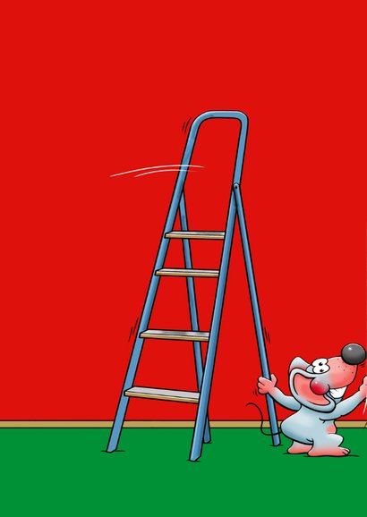 Grappige felicitatie muizen die een muur rood schilderen 2