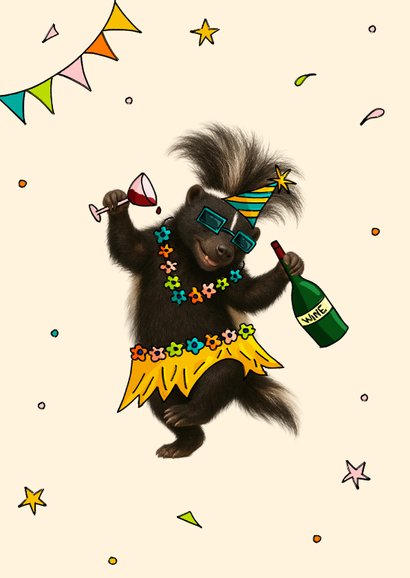 Grappige felicitatiekaart jubileum 'Drunk as a Skunk' 2