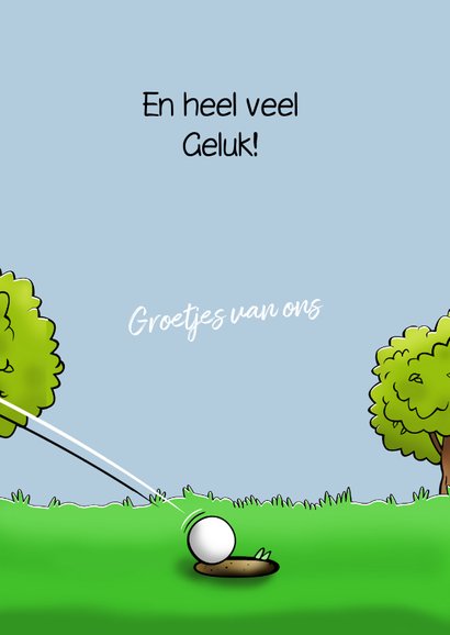 Grappige felicitatiekaart met golfspeler die gewonnen heeft 3