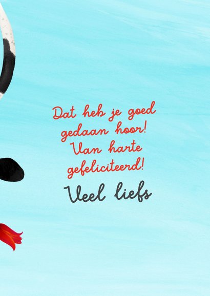 Grappige felicitatiekaart met koe en lange staart 3