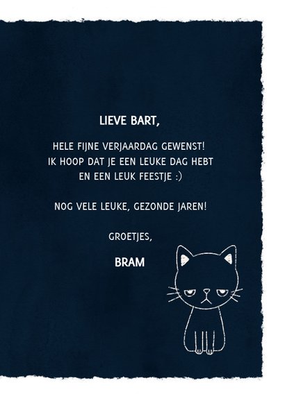 Grappige felicitatiekaart met leuke tekst en kat 3