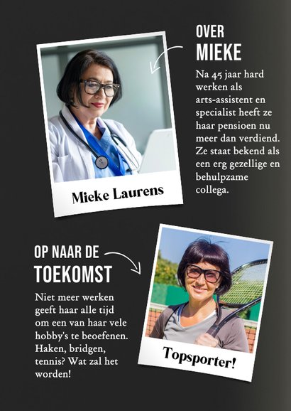 Grappige felicitatiekaart pensioen tijdschrift met foto  2