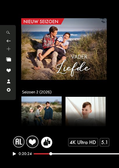 Grappige fotokaart vaderdag in een tv streamingdienst opmaak 2