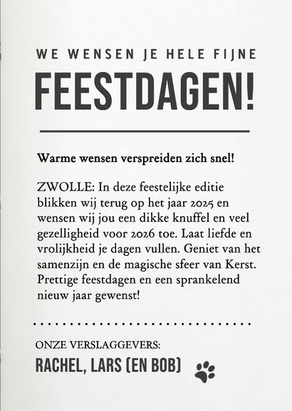 Grappige fotokerstkaart huisdier hond kat in tijdschrift 3