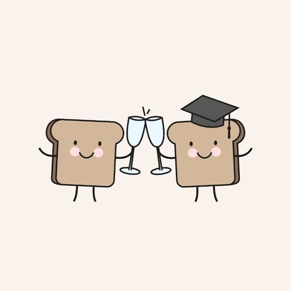 Grappige geslaagdkaart toast op je diploma broodje 2