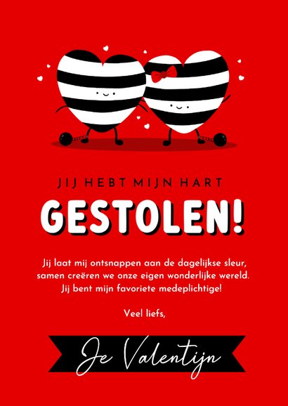 Grappige hartendief valentijnsdag kaart met hartjes 3