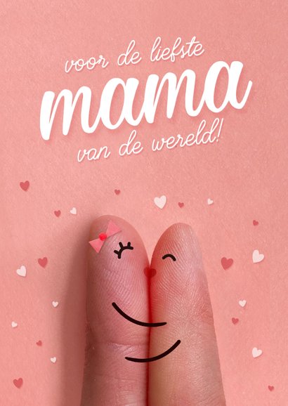 Grappige hippe moederdagkaart met vingerpoppetjes 2