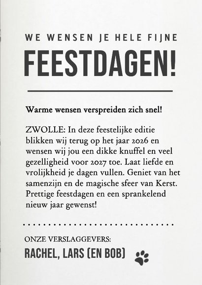 Grappige huisdier kerstkaart hond kat in tijdschrift stijl 3