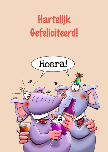 Grappige kaart voor een kind, met een stapel olifanten 2