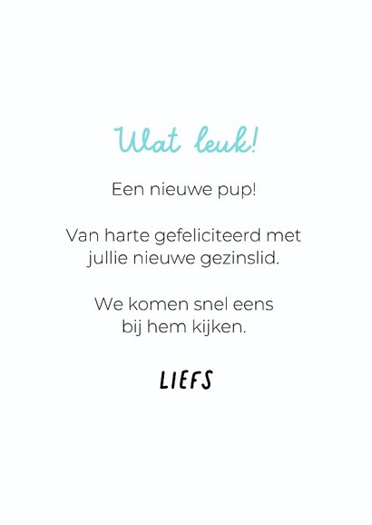 Grappige kaart voor het welkom heten van een puppy reutje 3