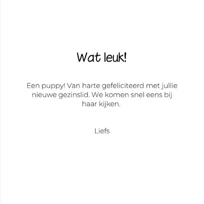 Grappige kaart voor puppy van hond met roze speen en mutsje 3