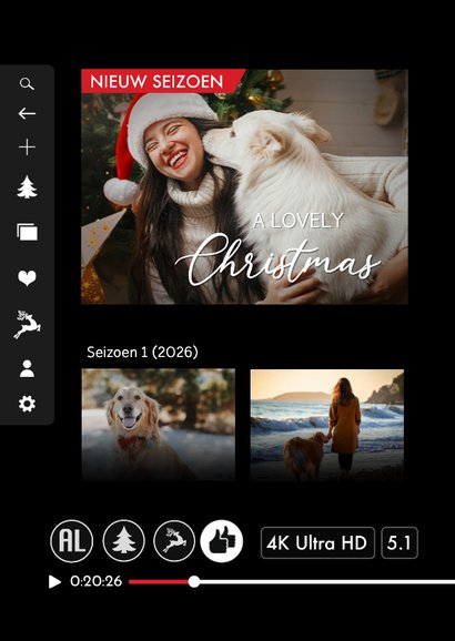 Grappige kerst fotokaart in een tv streamingdienst opmaak 2