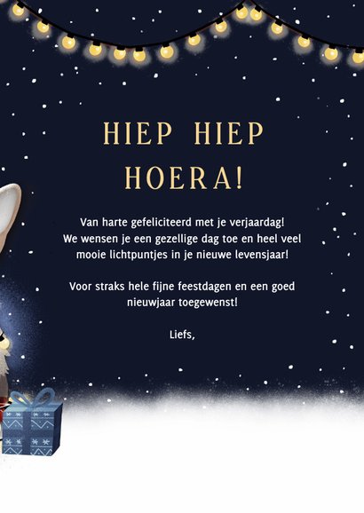 Grappige kerst verjaardagskaart met Corgi hond in de sneeuw 3