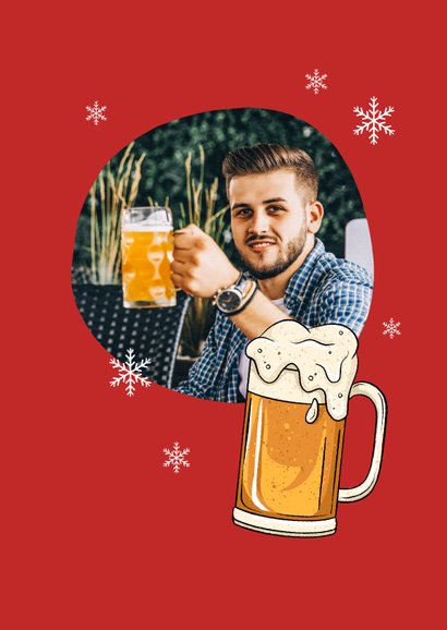 Grappige kerstkaart bier kerstman kerstliedje sneeuw 2