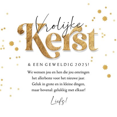 Grappige kerstkaart foto glitterbril rendier sterren goud 3