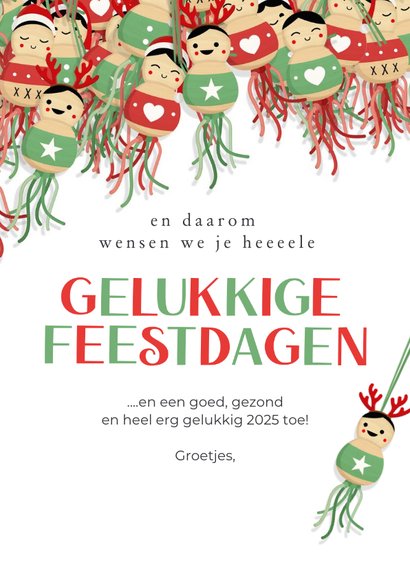 Grappige kerstkaart geluk heb je nooit te veel poppetjes 3