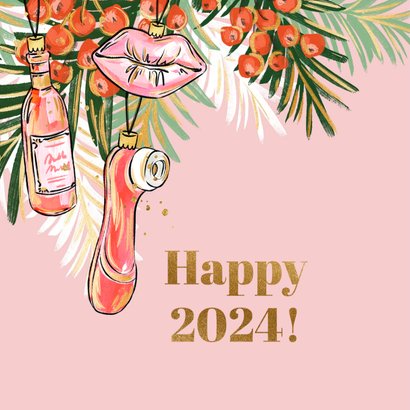 Grappige kerstkaart 'hoogtepunten' satisfyer botanisch foto 2