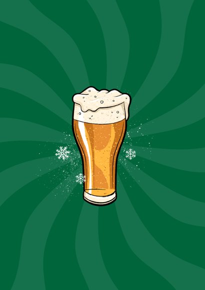 Grappige kerstkaart hoppy holidays bier sneeuwvlokken 2