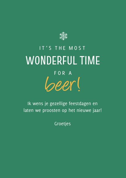 Grappige kerstkaart hoppy holidays bier sneeuwvlokken 3