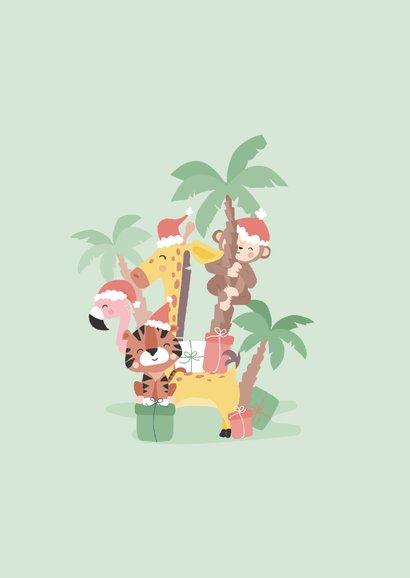 Grappige kerstkaart jungle all the way met illustratie 2