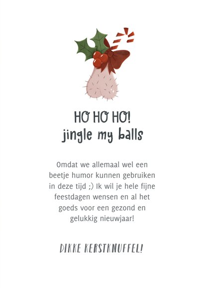 Grappige kerstkaart met ballen kersthulst zuurstok & strik 3