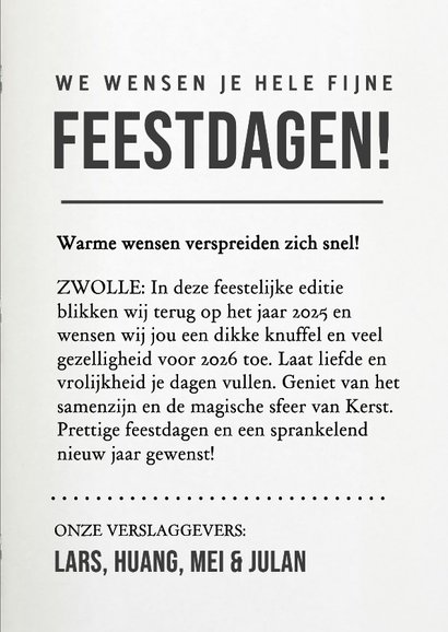 Grappige kerstkaart met foto in tijdschrift stijl 3