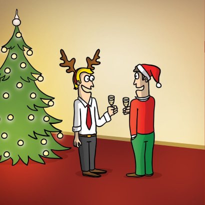 Grappige kerstkaart met kerstballen 2