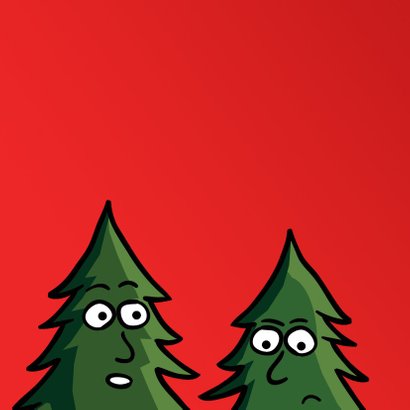 Grappige kerstkaart met kerstbomen aan de bar 2