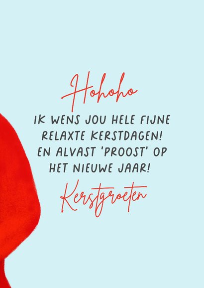 Grappige kerstkaart met kerstman met champagne  3