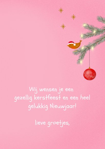 Grappige kerstkaart met vogeltjes en mooie typografie 3