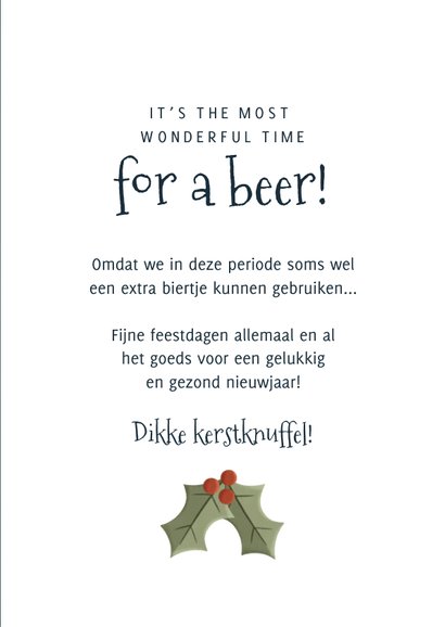 Grappige kerstkaart Most wonderful time for a beer en takjes 3