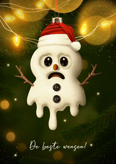 Grappige kerstkaart sneeuwpop Warm Wishes 2