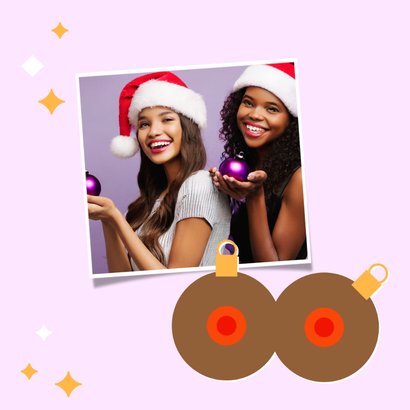 Grappige kerstkaart 'Tits the season' borsten kerstballen 2