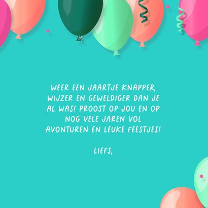 Grappige kleurrijke feestmuts verjaardagskaart woordgrap 3