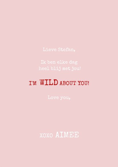 Grappige liefdekaart met panter I'm wild about you & naam 3