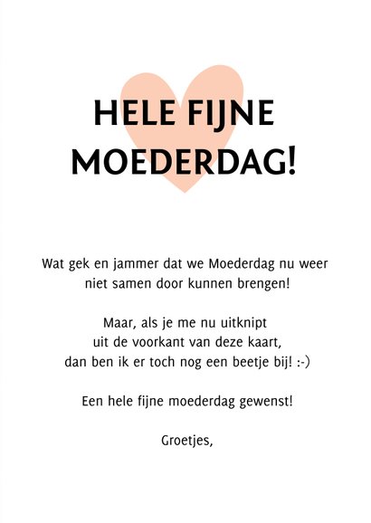 Grappige moederdagkaart Corona - uitknip visite zoon 3