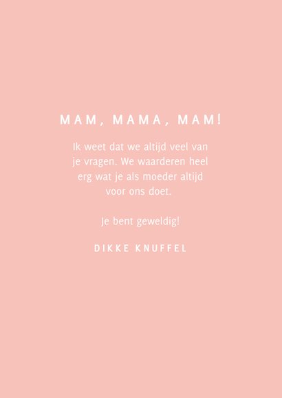 Grappige moederdagkaart in roze typografisch 3