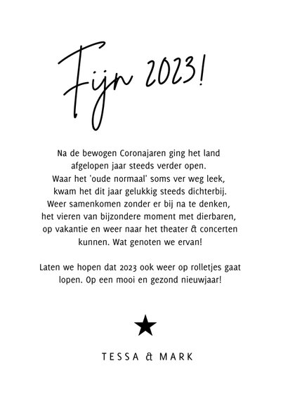 Grappige nieuwjaarskaart - 2023 op rolletjes 3