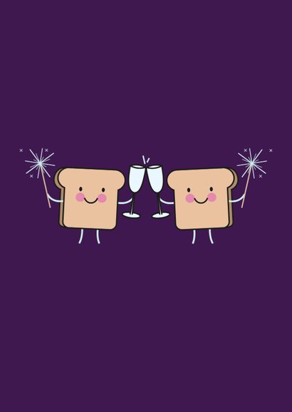 Grappige nieuwjaarskaart broodrooster toast vuurwerk paars 2