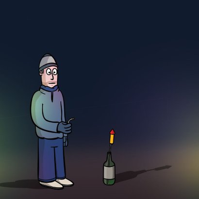 Grappige nieuwjaarskaart met cartoon 'kort lontje' 2