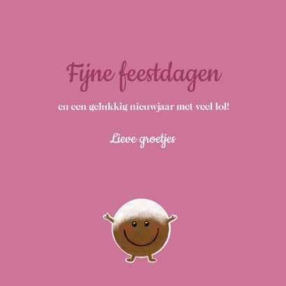 Grappige nieuwjaarskaart roze en een oliebol 3